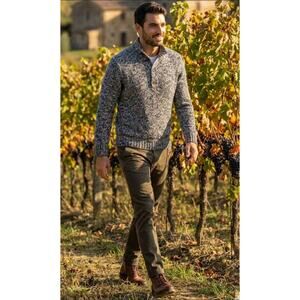 Vintage Polo Ralph Lauren Chunky Hand Knit Sweater Men's L Mock Neck Grandpacore